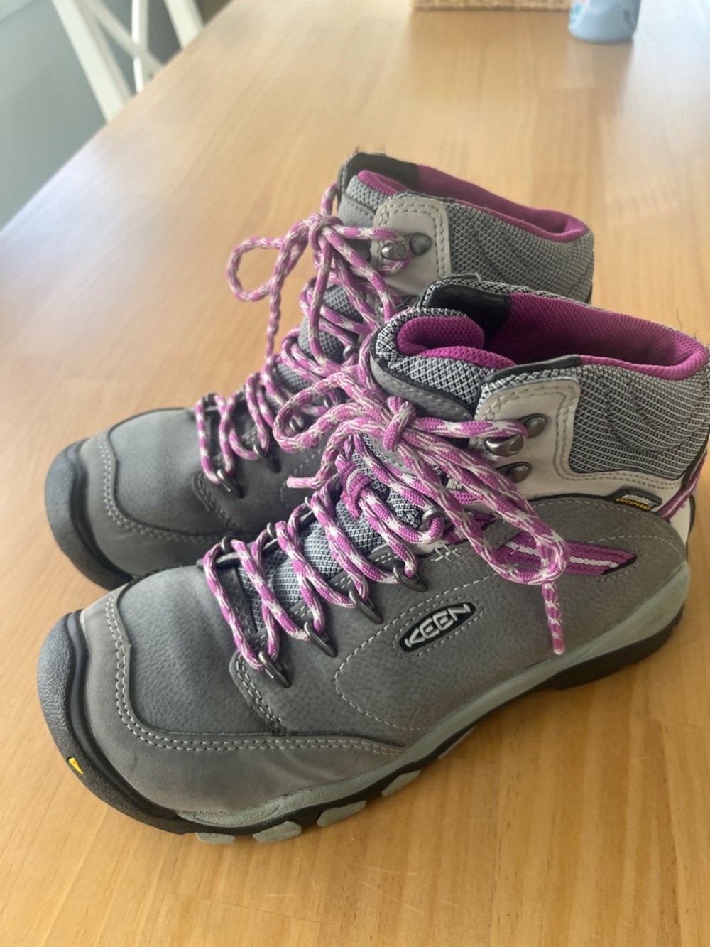 KEEN Gray and Pink Lace-Up Women's Hiking Boots